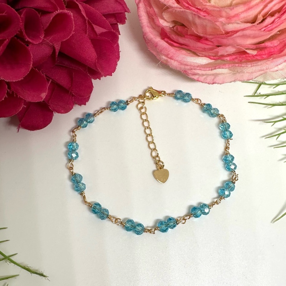 NEW⚜️ Blue Crystal Hand Linked Bracelet - Picture 3 of 5